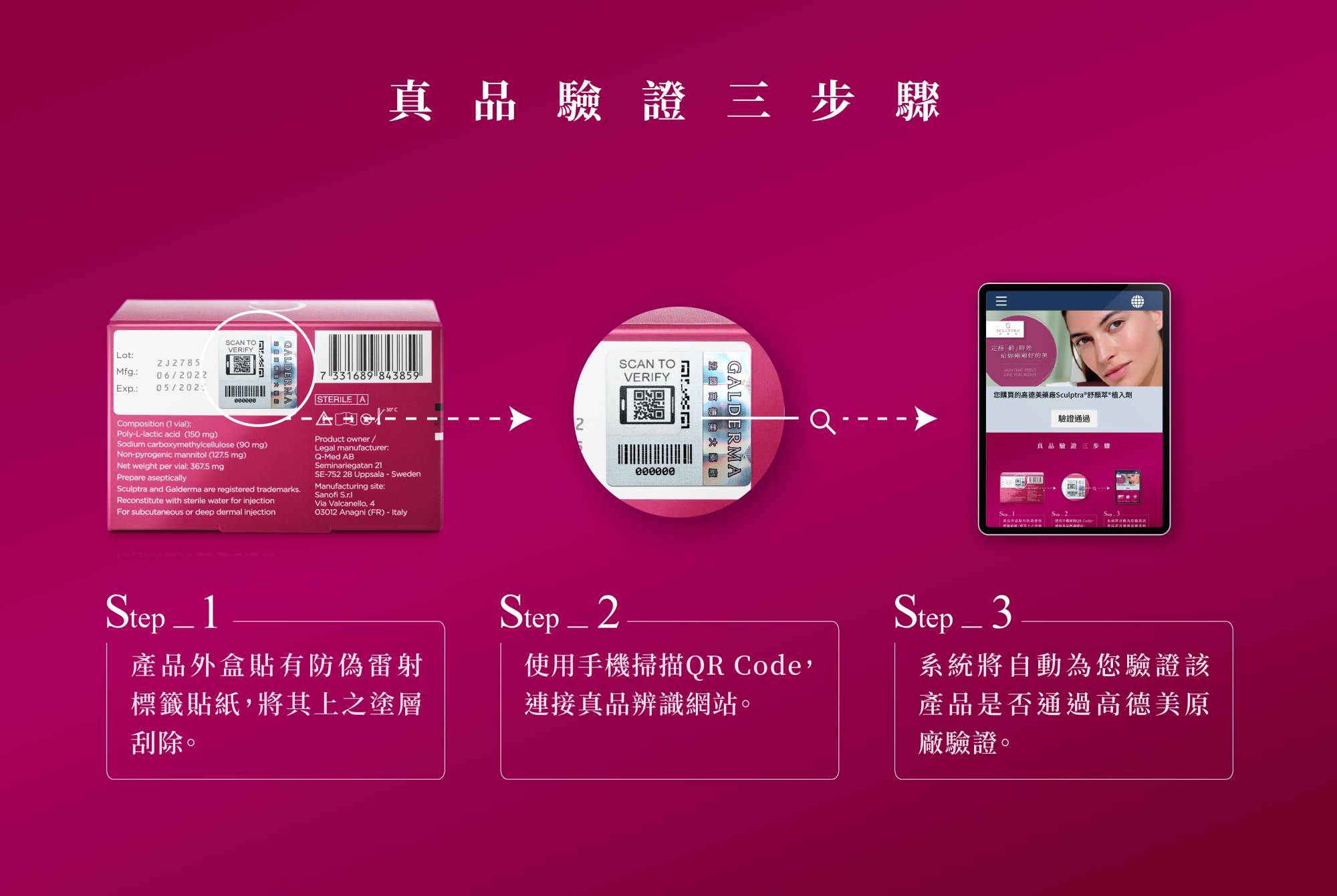 舒顏萃防偽認證三步驟