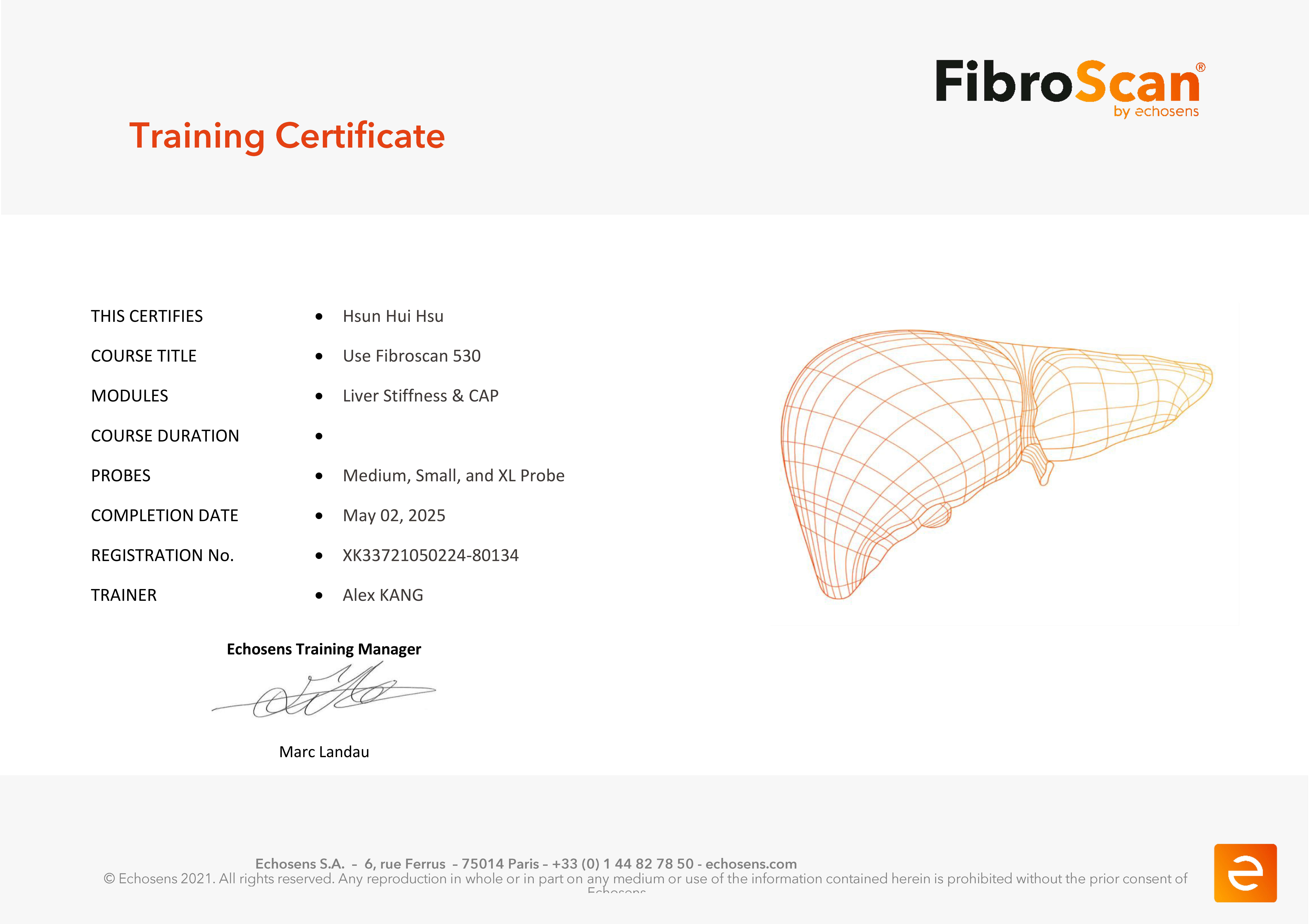 Fibroscan PORTAL Training Certificate 1拷貝